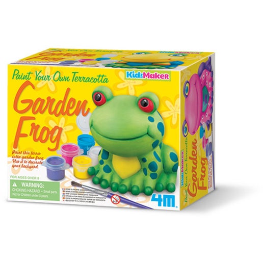 4m Kidzmaker Paint Your Own Terracotta Garden Frog in White | Toyco