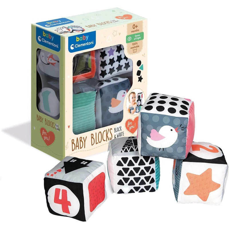 Clementoni Baby Clemmy Black And White Soft Activity Cubes in White