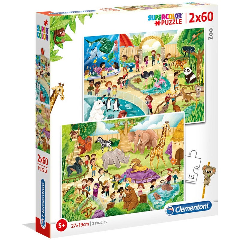 Clementoni Supercolor Puzzle-Zoo-2X60 (Include 2 60 Pezzi) Bambini 5 Anni,  Puzzle Cartoni Animati-Made In Italy, Multicolore, 21603 : :  Giochi e giocattoli