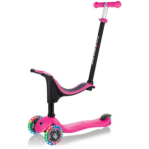 Globber Go Up Sporty Lights Convertible Scooter Pink in White