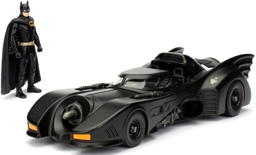 DC Comics 1:24 The Batman Batmobile Die-cast Car w/ 2.75 Batman Figure,  Toys for Kids and Adults,Black/Silver