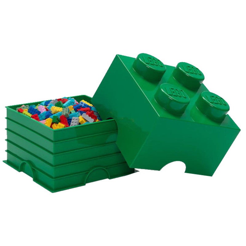 Lego Storage Brick 4 Dark Green in White | Toyco