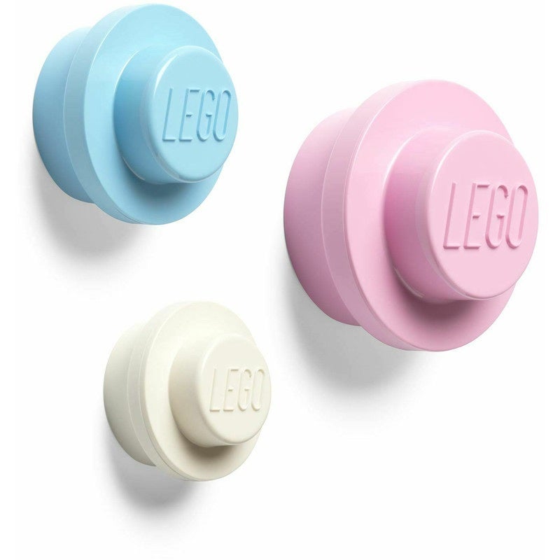 Lego Wall Hanger Set White Blue Pink in White Toyco