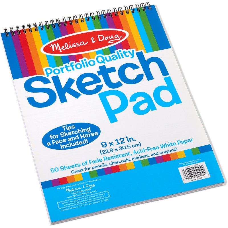 Melissa & Doug Mini Sketch Pad of Paper (6 x 9 inches) - 50 Sheets, 3-Pack  - Drawing Paper, Drawing And Coloring Pad For Kids, Art Paper For Kids