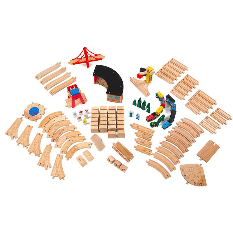 Melissa & doug discount wooden railway set