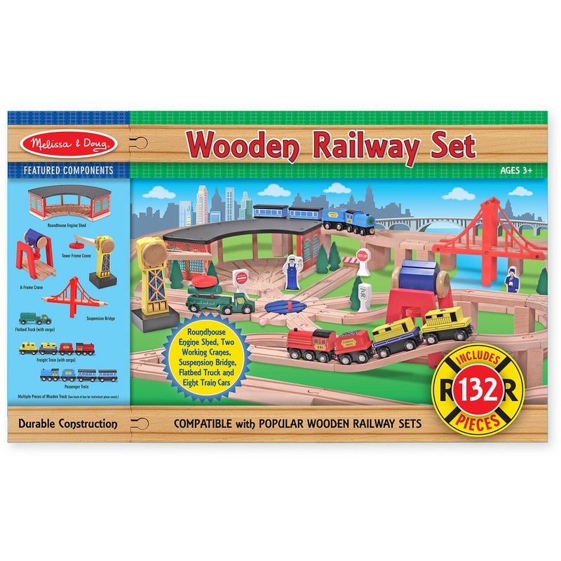 Melissa and doug hot sale wooden train set