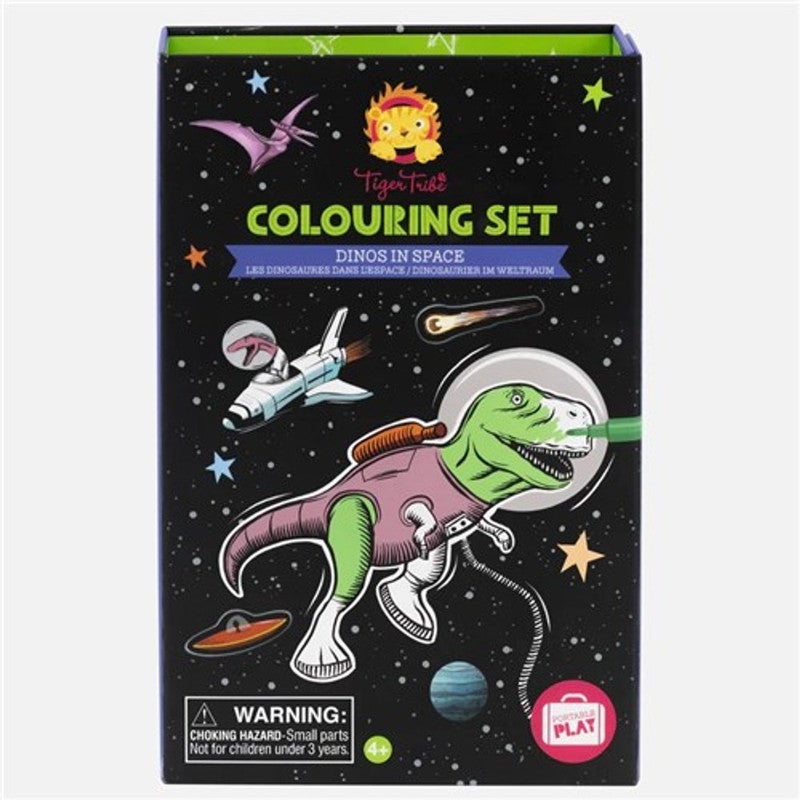 Tiger Tribe Colouring Set Dinos In Space in White