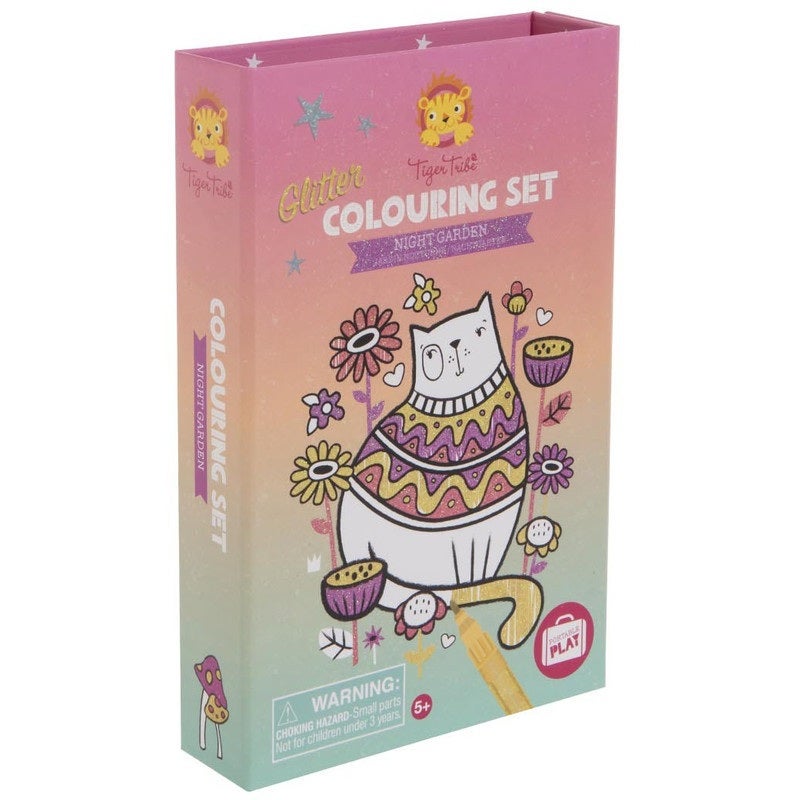 Tiger Tribe Glitter Colouring Set Night Garden in White