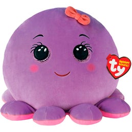 Ty Squishy Beanies Octavia - Purple Octopus in White